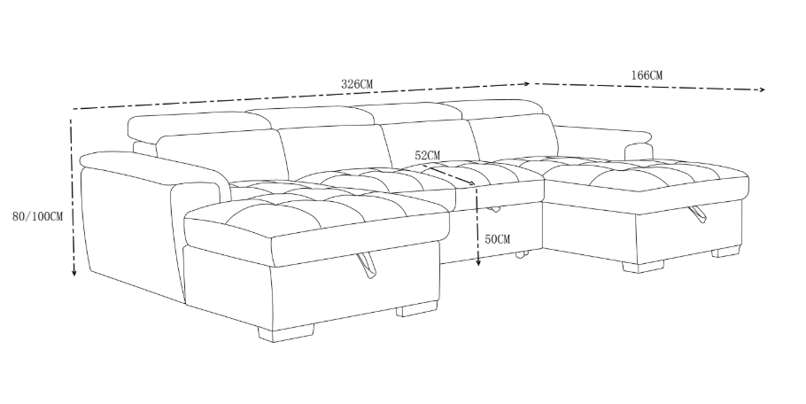 Alaya U Shape Sofabed - Comfort Furniture