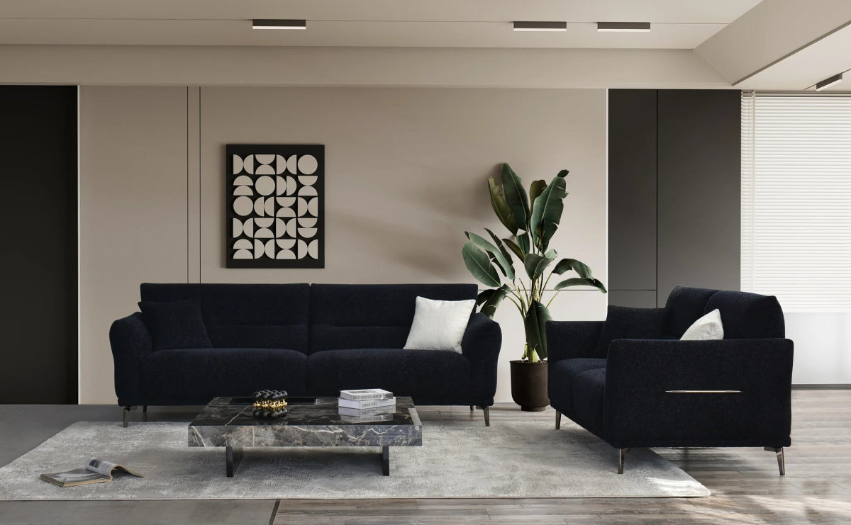 Albany Sofa Range in Black Boucle - Comfort Furniture