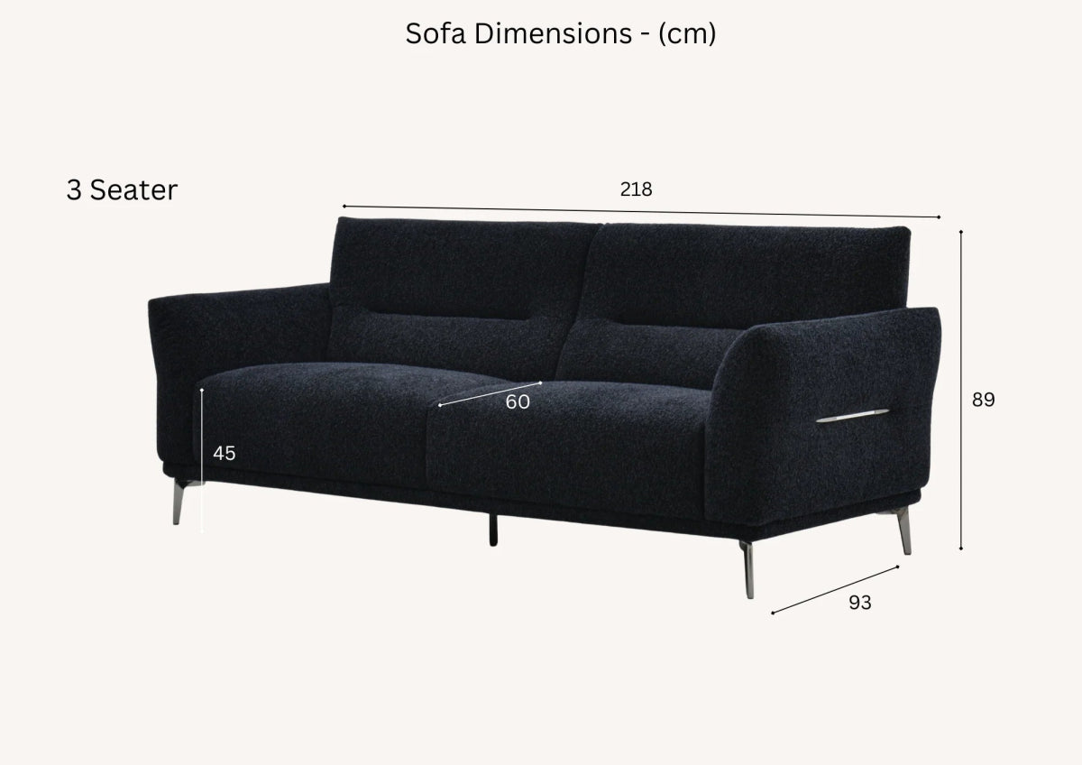 Albany Sofa Range in Black Boucle - Comfort Furniture