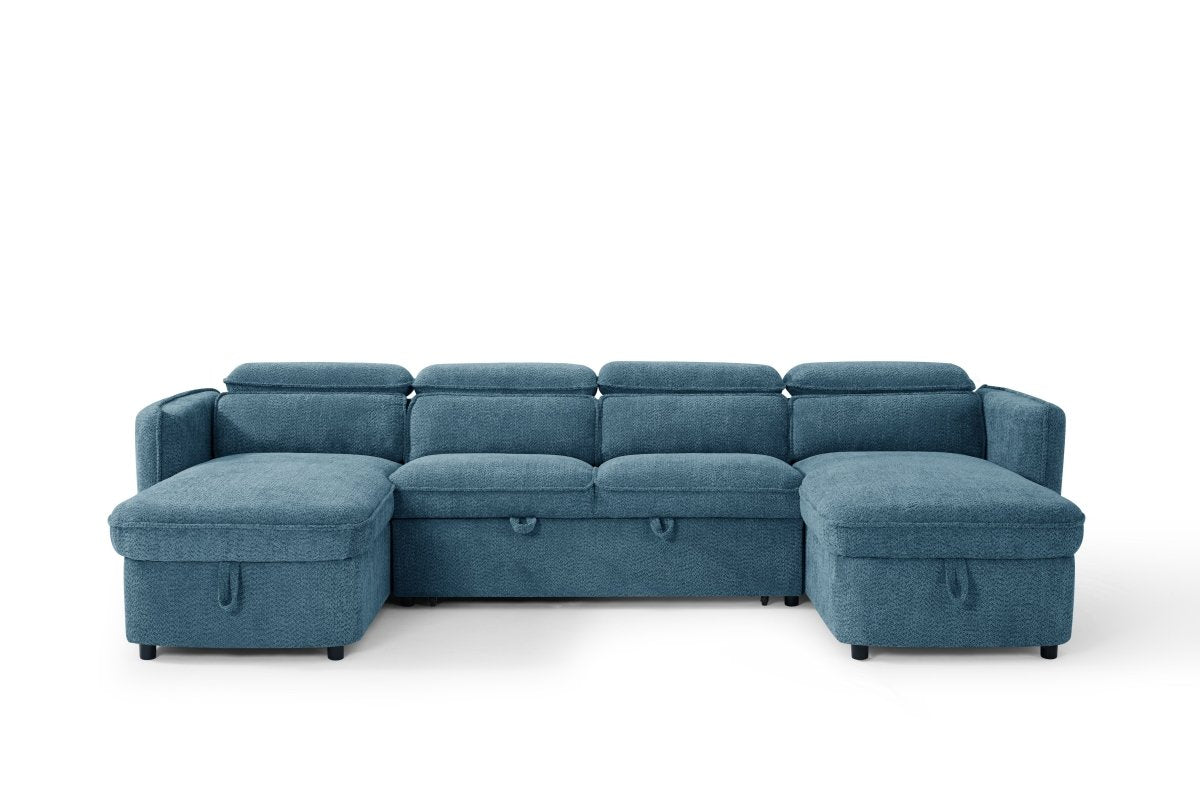 Capri Sofabed Blue U Shape Corner - Comfort Furniture