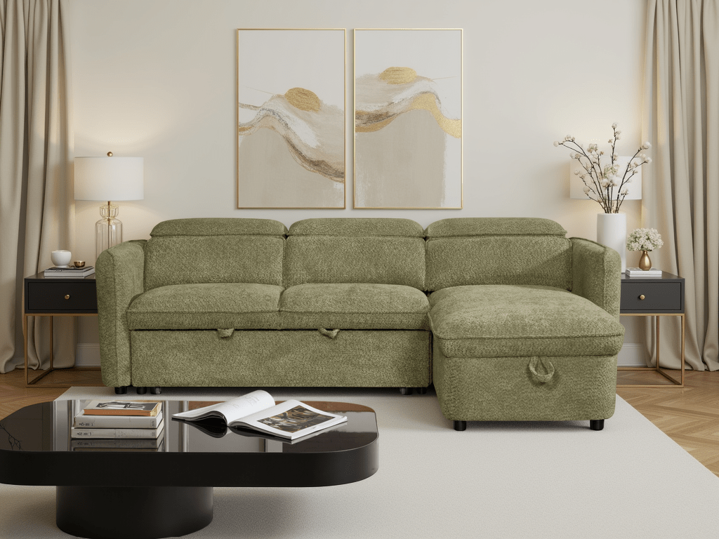 Capri Sofabed Green Universal Corner - Comfort Furniture