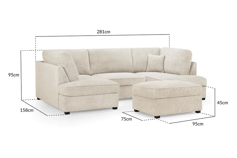 Carnaby Big U - Shape Sofa with Footstool - Comfort Furniture
