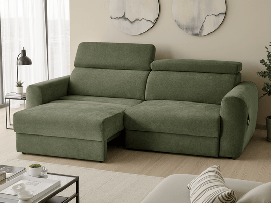 Dakota Electric Sofabed Green 3 Seater - Comfort Furniture