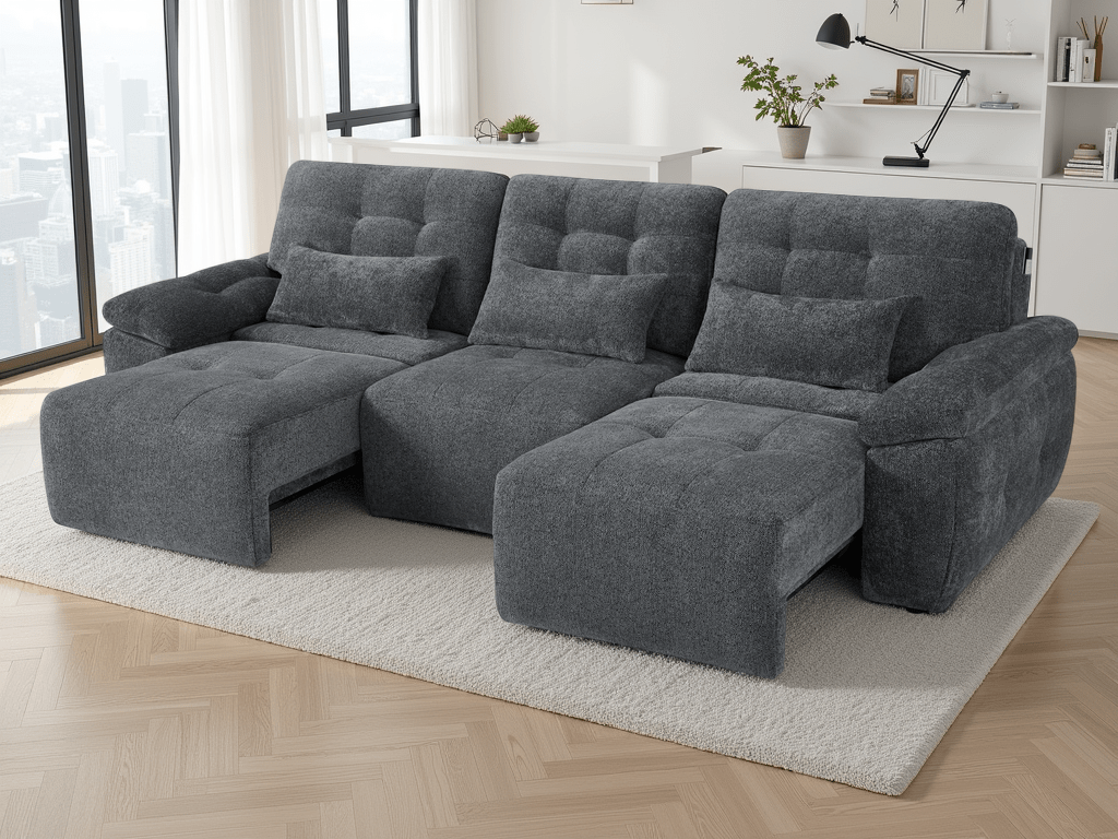 Dallas Electric Sofabed Grey 3 Seater - Comfort Furniture