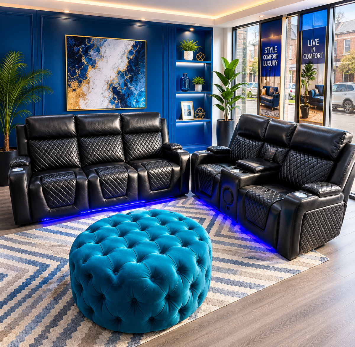 Florida Leather Sofa 3+2 Electric Recliner - Comfort Furniture