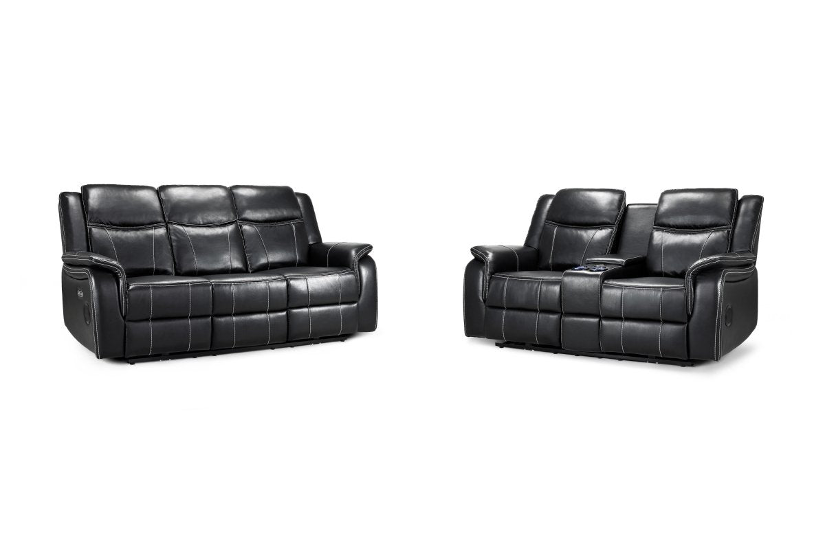 Galaxy Tech Electric Recliner Sofa Black 3+2 Set - Comfort Furniture