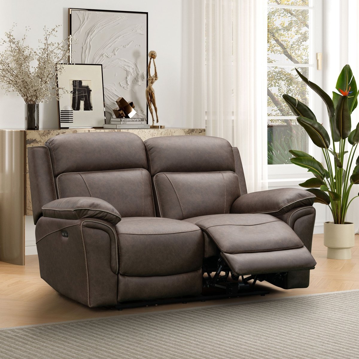 Helford 2 Seater Power Recliner Sofa – Brown Fabric - Comfort Furniture