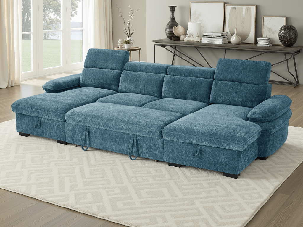 Hudson Sofabed Blue U Shape Corner - Comfort Furniture