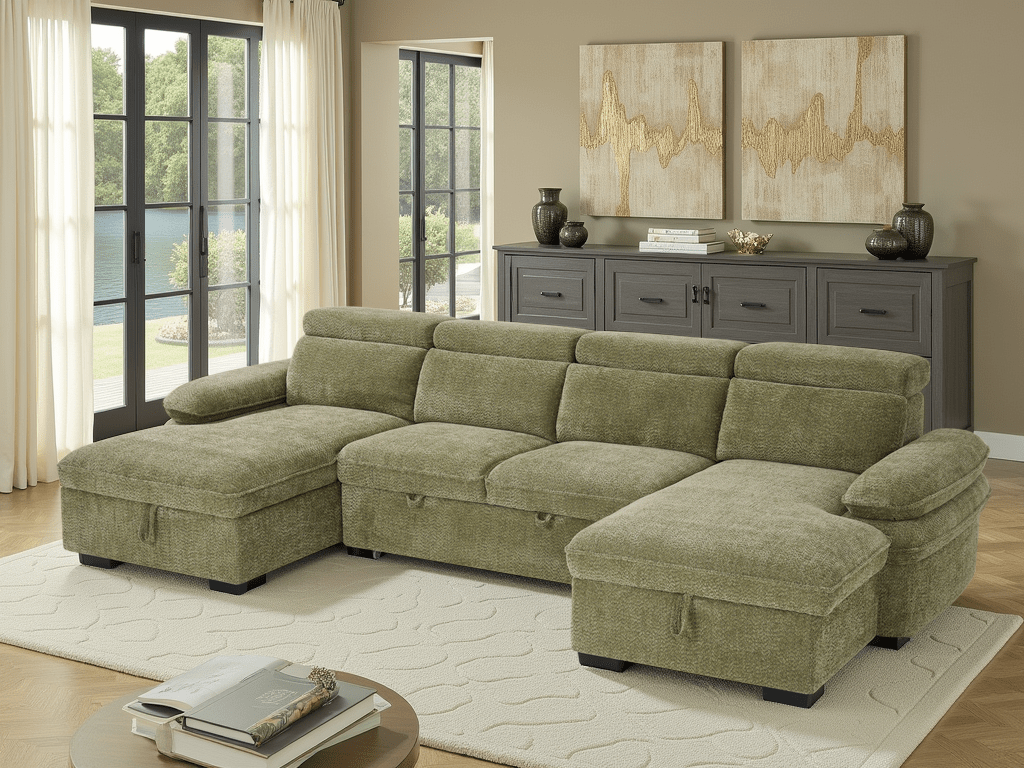 Hudson Sofabed Green U Shape Corner - Comfort Furniture