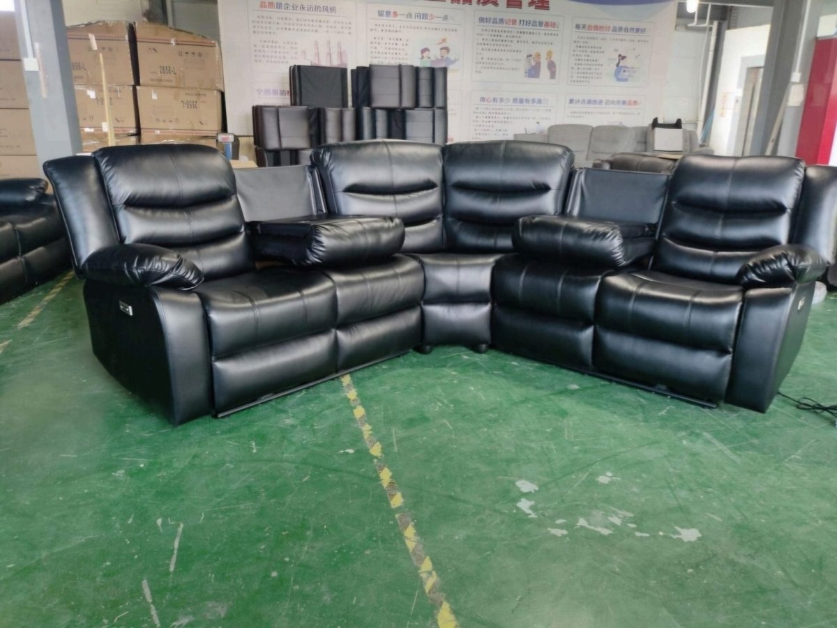 Lincoln Leather Corner Sofa Electric Recliner - Comfort Furniture