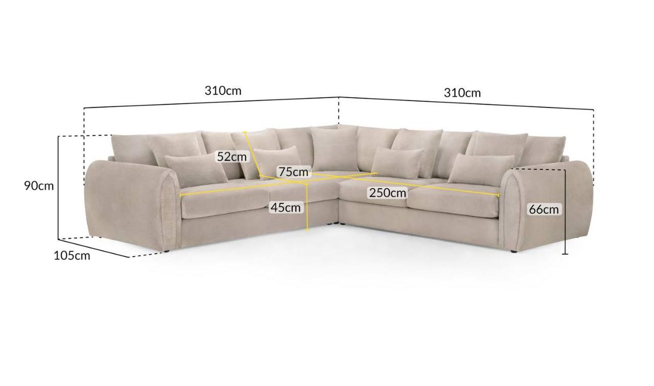 Mirabel Big Corner Sofa in Grey - Comfort Furniture