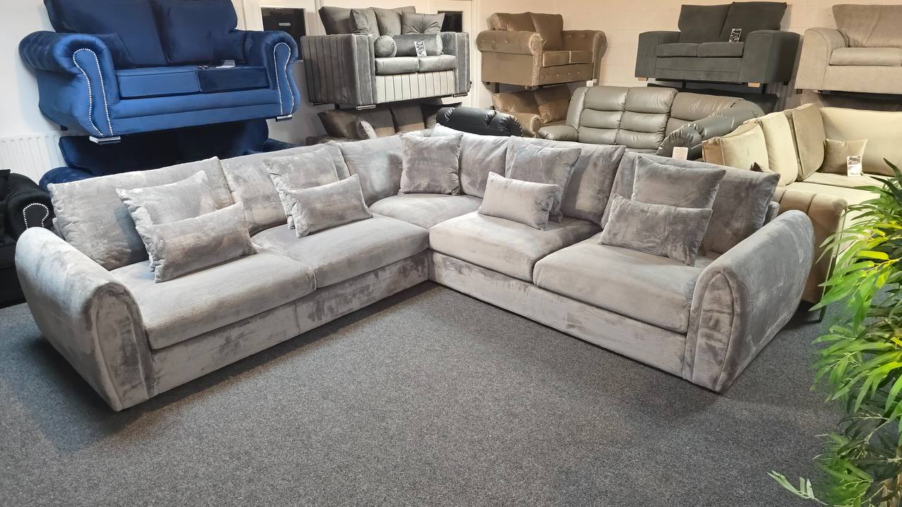 Mirabel Big Corner Sofa in Grey - Comfort Furniture