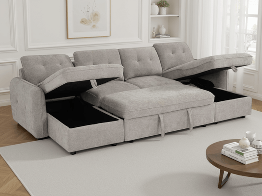 Moscow Sofabed Beige U Shape Corner - Comfort Furniture