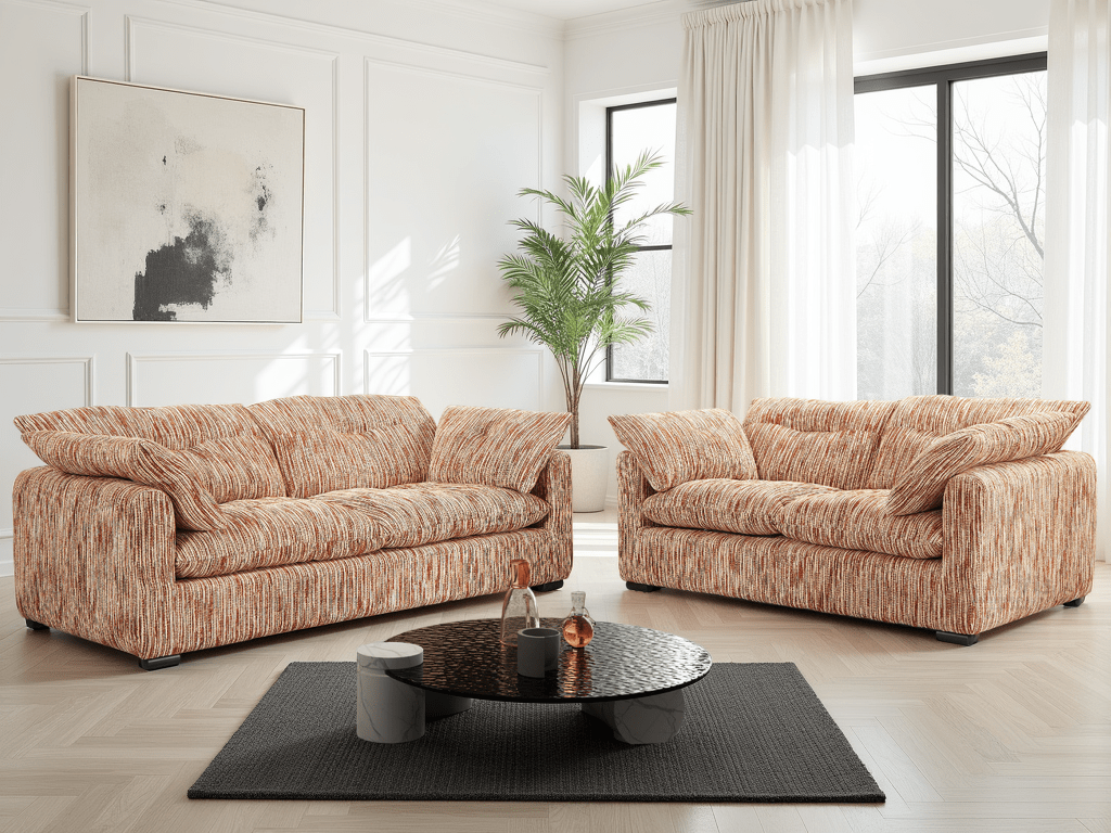 Quetta Sofa Rust/Beige 3+2 Set - Comfort Furniture