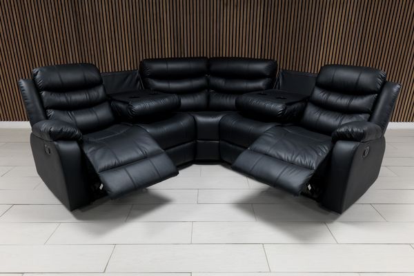Roma Leather Corner Sofa Manual Recliner - Comfort Furniture