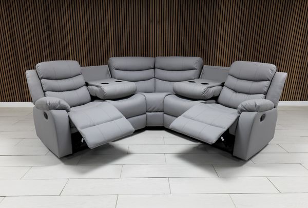 Roma Leather Corner Sofa Manual Recliner - Comfort Furniture