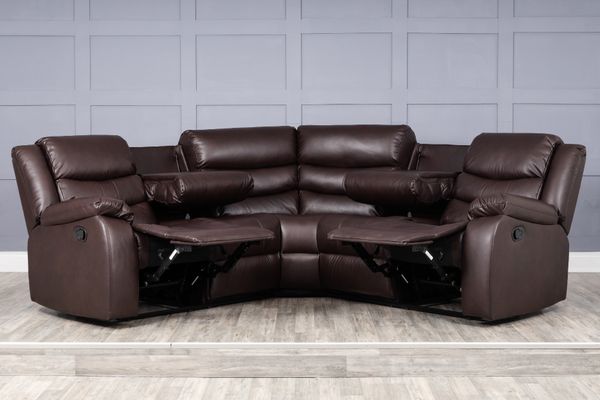 Roma Leather Corner Sofa Manual Recliner - Comfort Furniture