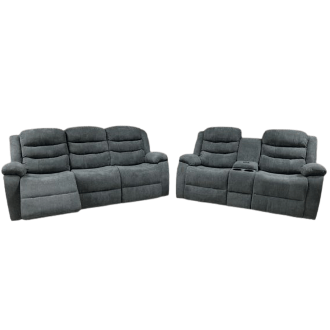 Roma + Leather Sofa Suite Manual Recliner - Comfort Furniture