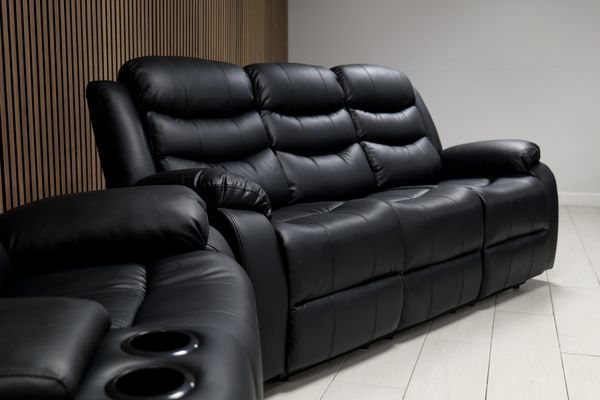 Roma + Leather Sofa Suite Manual Recliner - Comfort Furniture