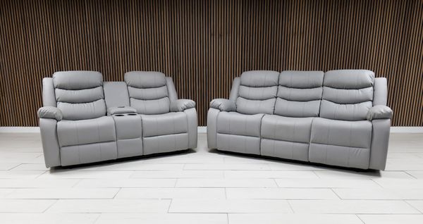 Roma + Leather Sofa Suite Manual Recliner - Comfort Furniture