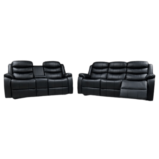 Roma + Leather Sofa Suite Manual Recliner - Comfort Furniture