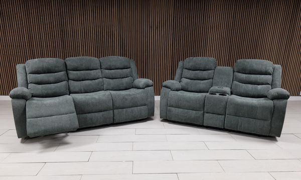 Roma + Leather Sofa Suite Manual Recliner - Comfort Furniture