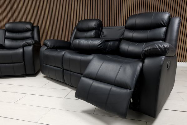 Roma + Leather Sofa Suite Manual Recliner - Comfort Furniture