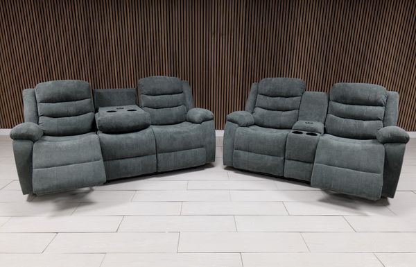 Roma + Leather Sofa Suite Manual Recliner - Comfort Furniture