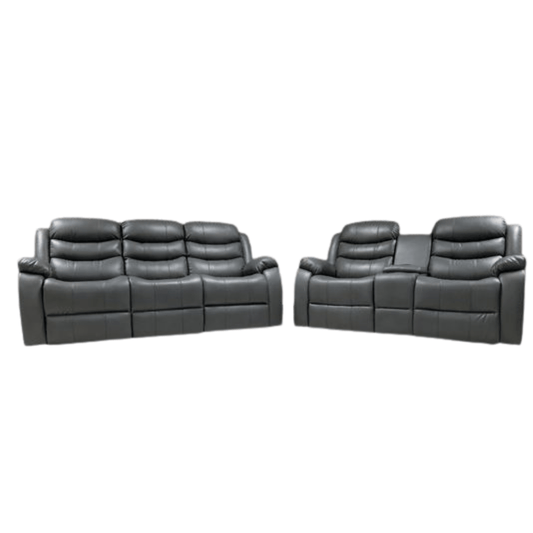 Roma + Leather Sofa Suite Manual Recliner - Comfort Furniture