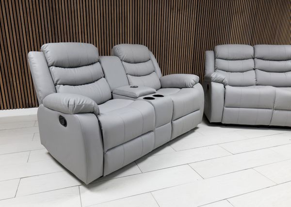 Roma + Leather Sofa Suite Manual Recliner - Comfort Furniture