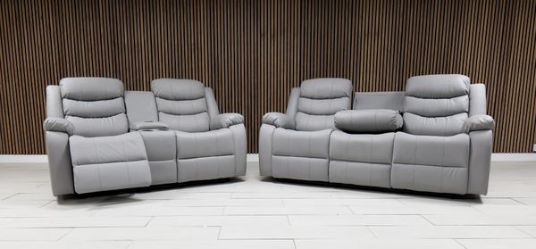 Roma + Leather Sofa Suite Manual Recliner - Comfort Furniture