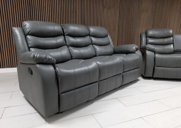 Roma + Leather Sofa Suite Manual Recliner - Comfort Furniture