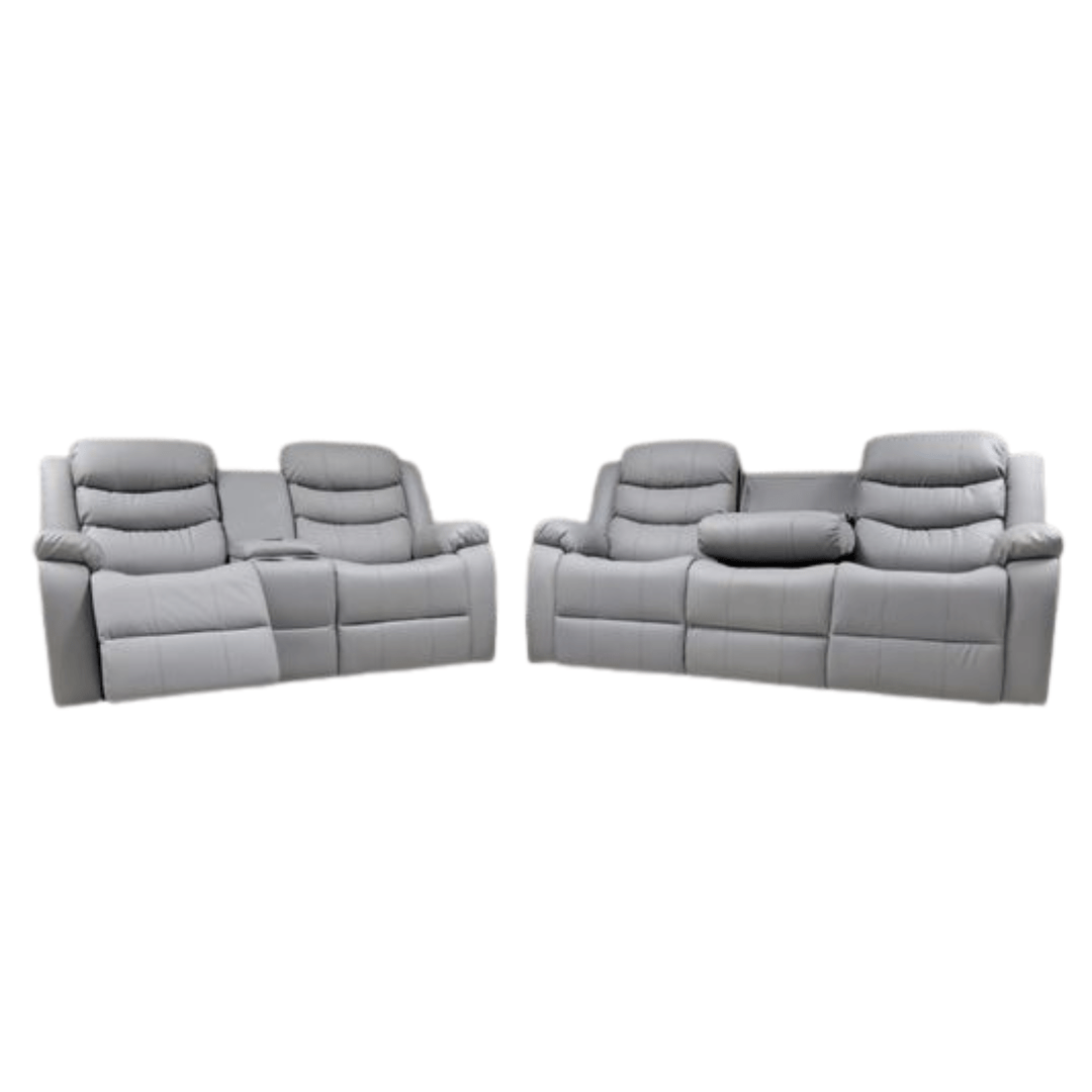 Roma + Leather Sofa Suite Manual Recliner - Comfort Furniture