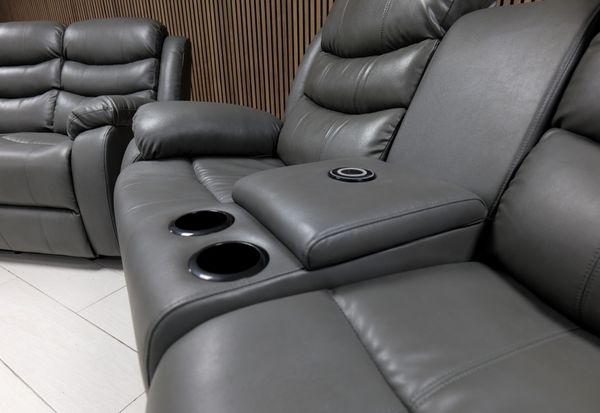 Roma + Leather Sofa Suite Manual Recliner - Comfort Furniture