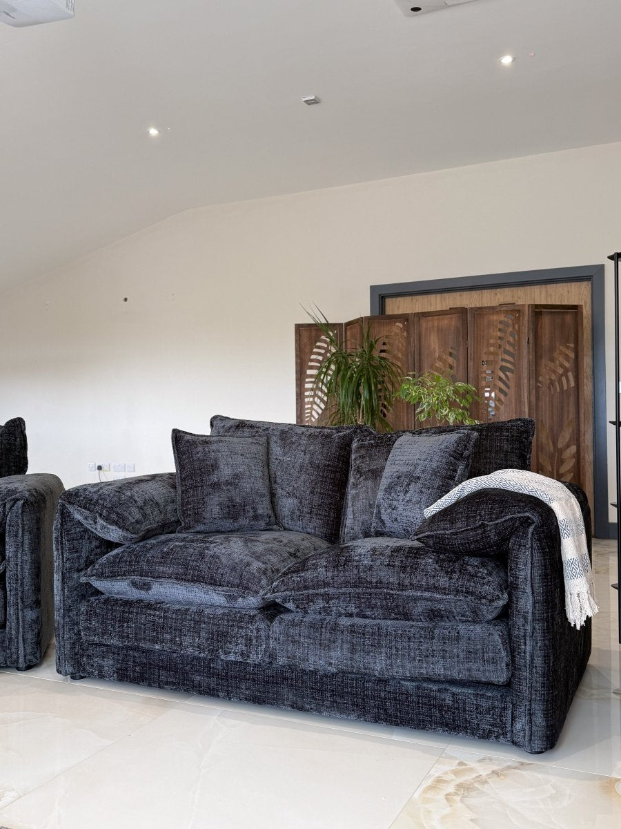 Solaya Sofa Black 2 Seater - Comfort Furniture