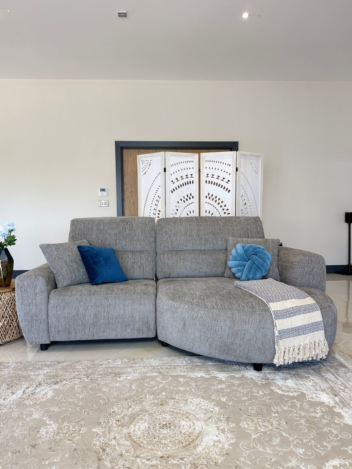 Denver Sofa Grey Electric Recliner Right Hand