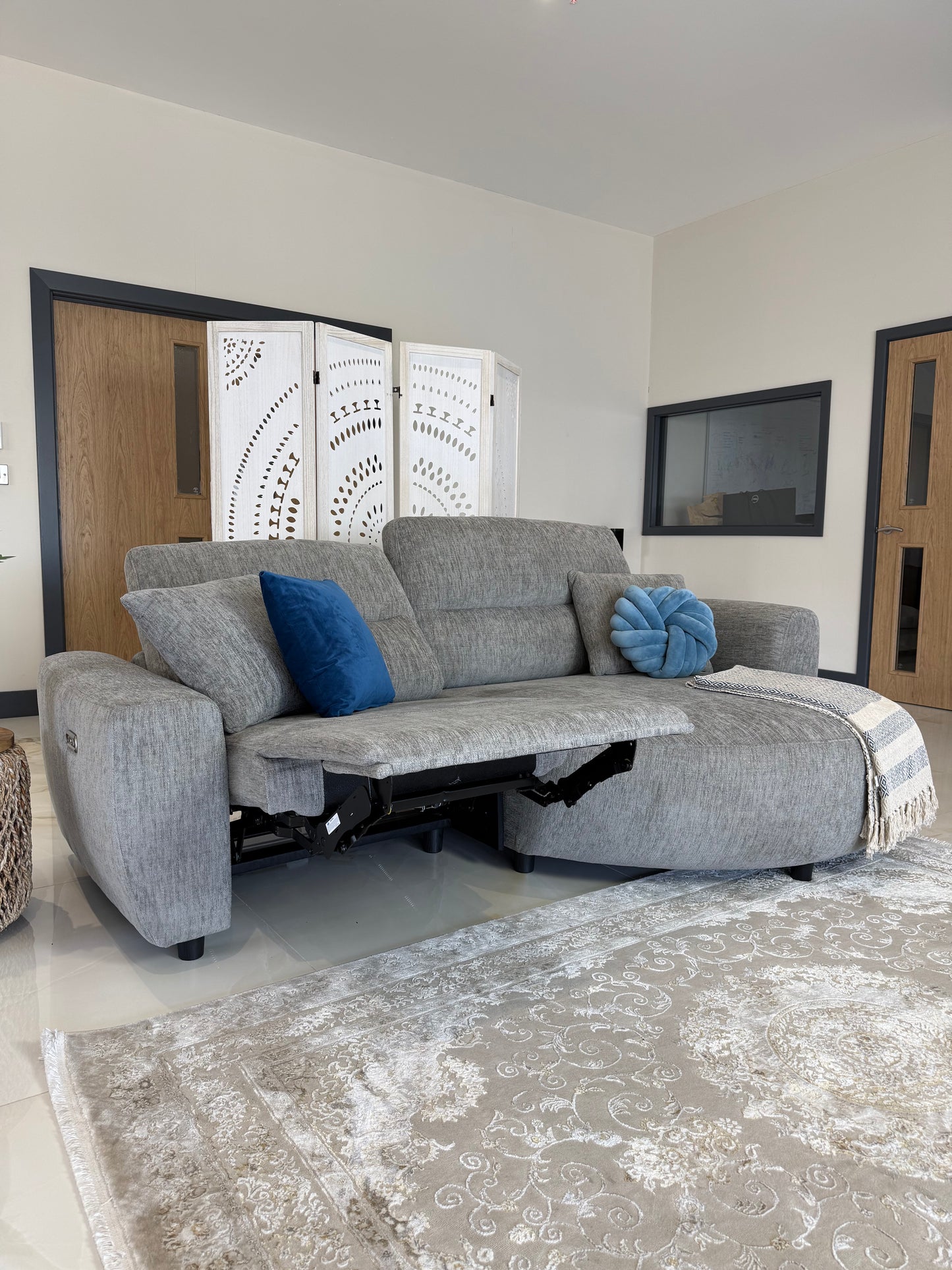 Denver Sofa Grey Electric Recliner Right Hand