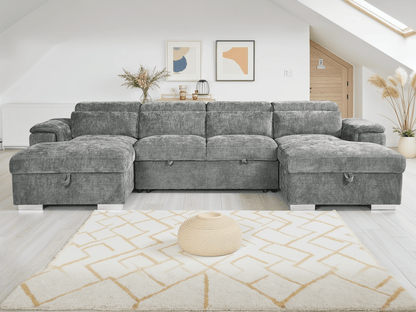 Alaya Sofabed Grey U Shape Corner - Comfort Furniture
