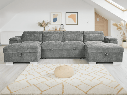 Alaya Sofabed Grey U-Shape Corner – U-Shape Corner Sofa Bed | Comfort Furniture