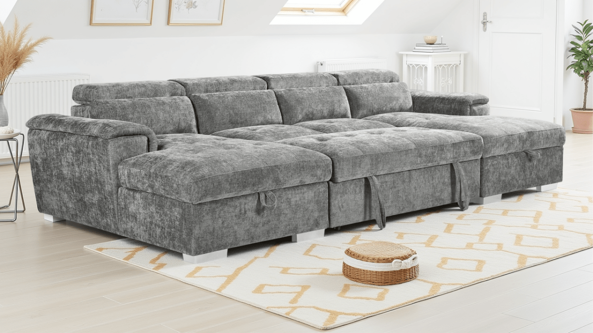 Alaya Sofabed Grey U Shape Corner - Comfort Furniture