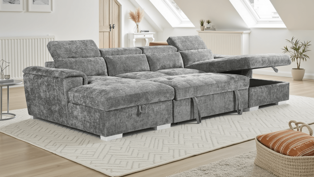 Alaya Sofabed Grey U Shape Corner - Comfort Furniture