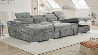 Alaya Sofabed Grey U Shape Corner - Comfort Furniture
