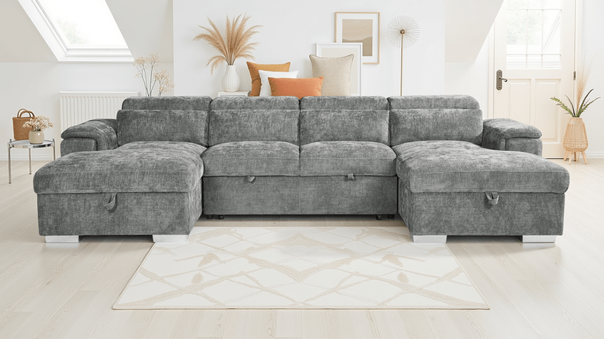Alaya Sofabed Grey U Shape Corner - Comfort Furniture