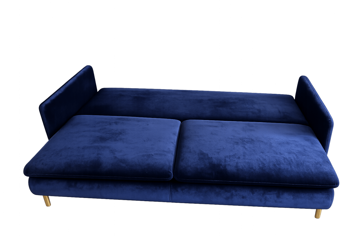 Albany Sofa Bed in Navy Velvet with footstool - Comfort Furniture