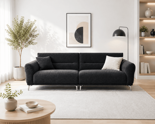Albany Sofa Range in Black Boucle - Comfort Furniture