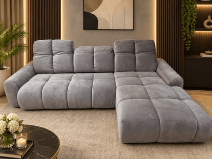 ALLY corner sofa bed, plush velvet - Comfort Furniture