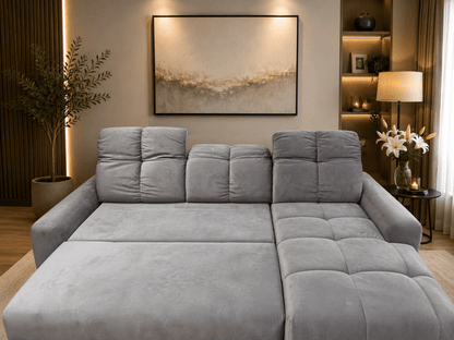 ALLY corner sofa bed, plush velvet - Comfort Furniture