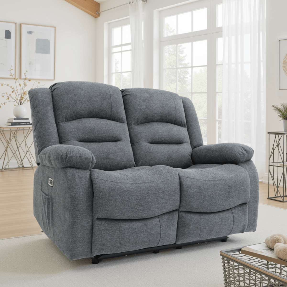 Alva Electric Recliner Sofa Graphite 2 Seater - Comfort Furniture