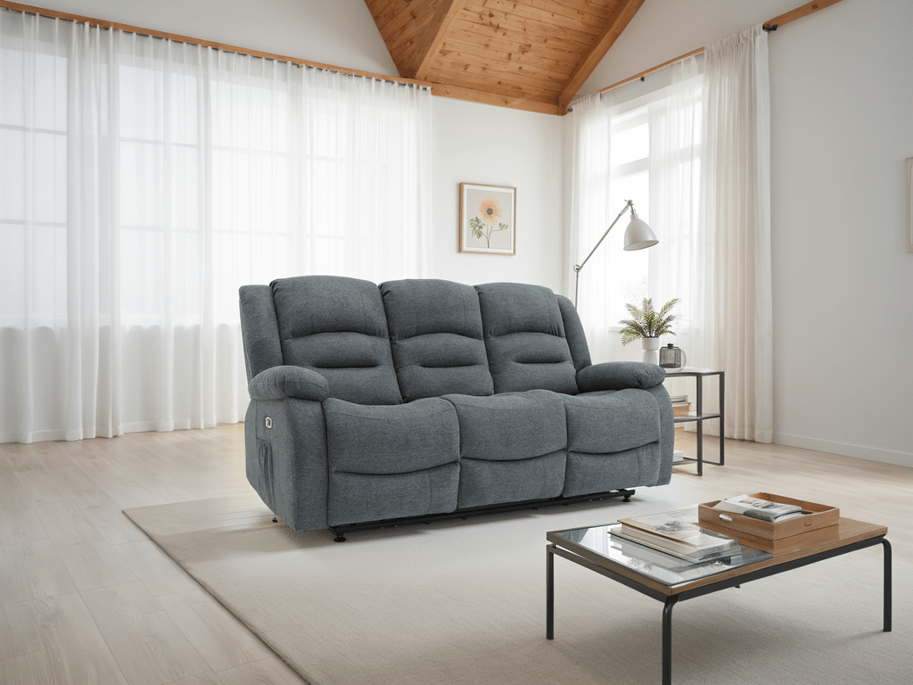Alva Electric Recliner Sofa Graphite 3 Seater - Comfort Furniture