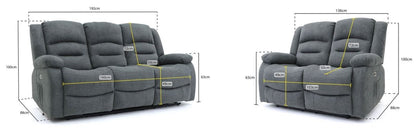 Alva Electric Recliner Sofa Graphite 3+2 Set - Comfort Furniture